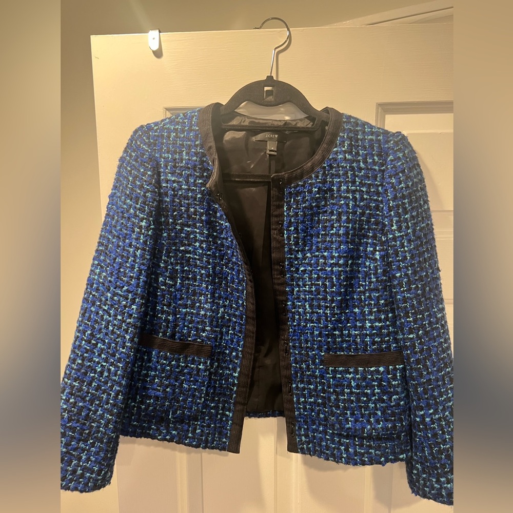 J CREW Women's Blue Tweed Jacket - Picture 2 of 5